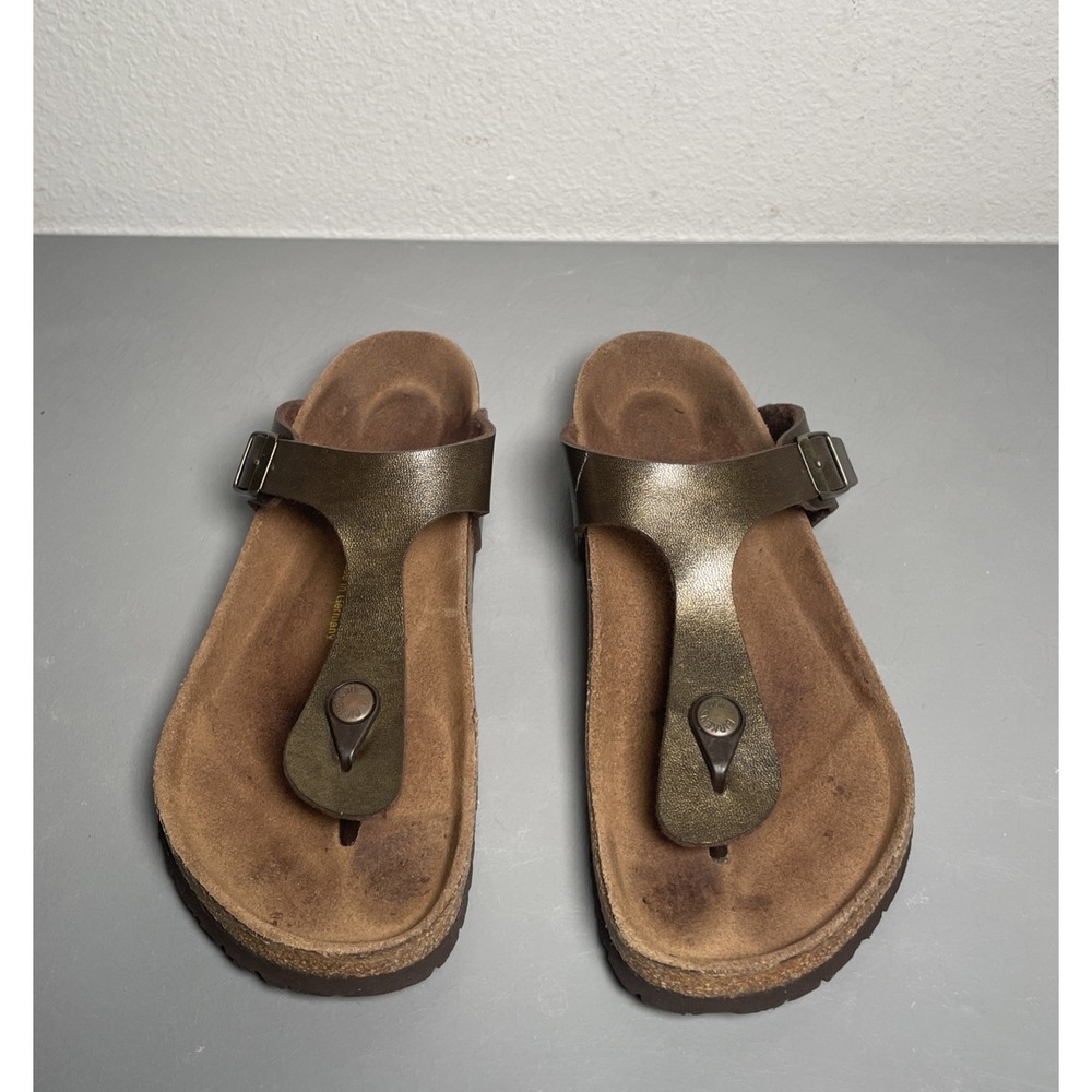 Birkenstock Women's Gizeh Muted Metallic Leather Thong Sandals Size 8 EU 39